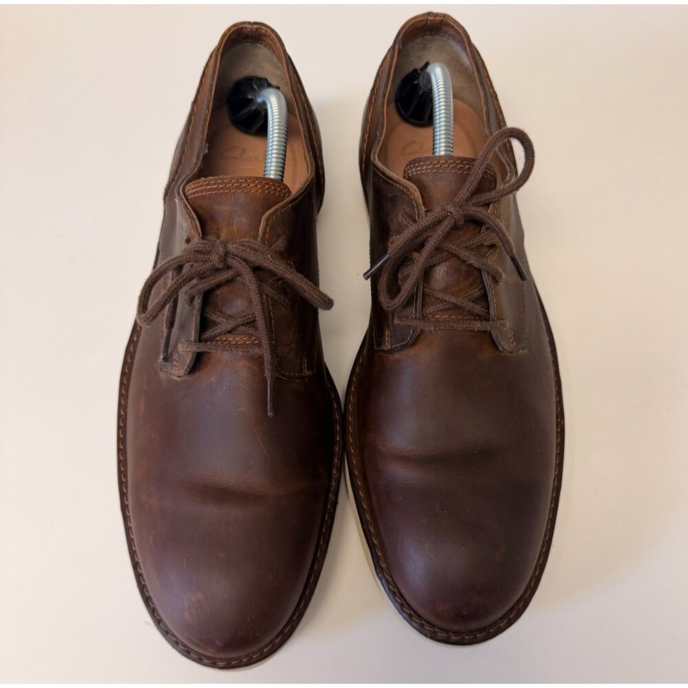 Clarks Tor England Mens 11 Brown Leather Lace Up Oxford Casual Shoes